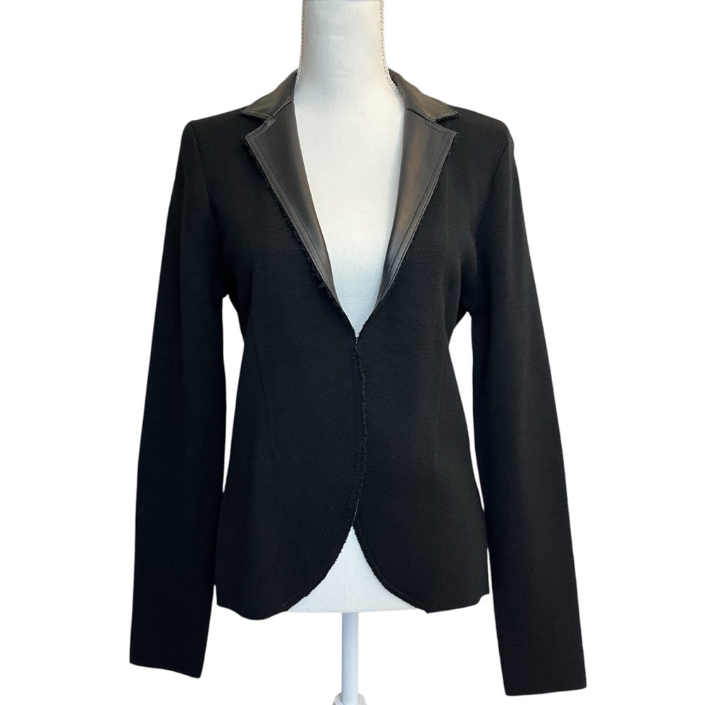 Noel Asmar Wool Blend Faux Leather Blazer